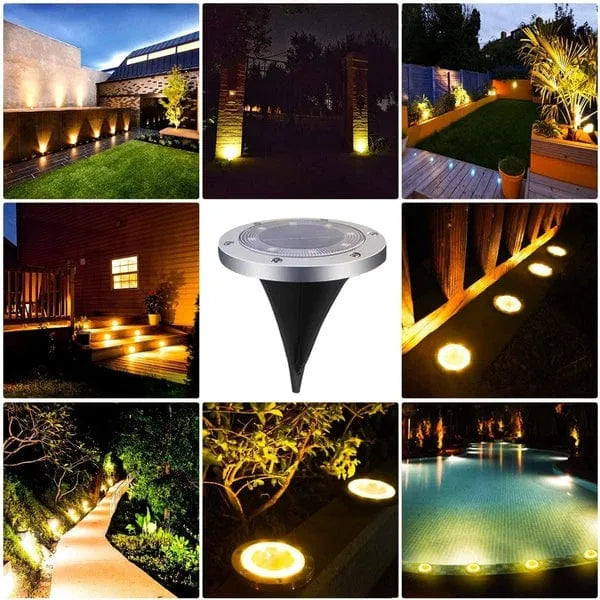 12 Pack Outdoor Stainless Steel Solar Lights - Solar Landscape Lighting