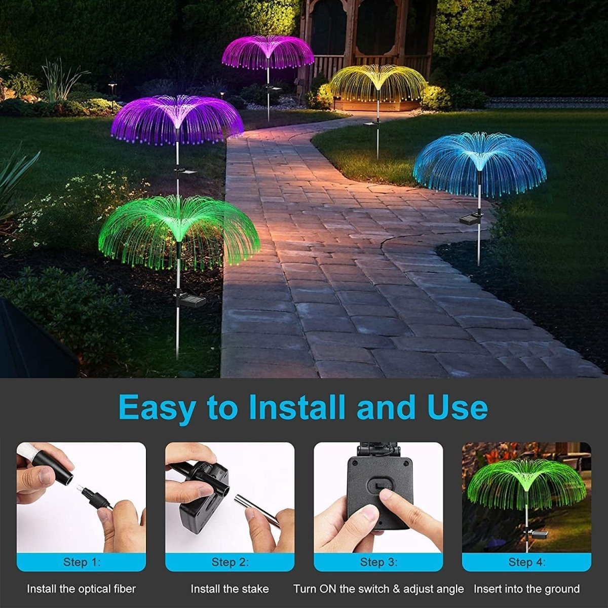 Color Changing Solar Garden Jellyfish Lights 5 PCS
