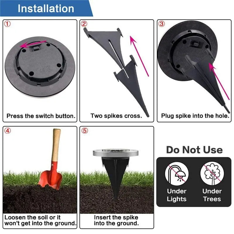 12 Pack Outdoor Stainless Steel Solar Lights - Solar Landscape Lighting