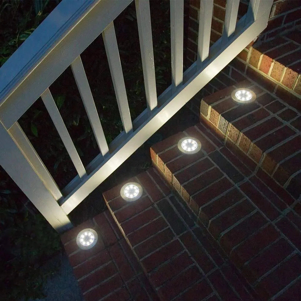 12 Pack Outdoor Stainless Steel Solar Lights - Solar Landscape Lighting
