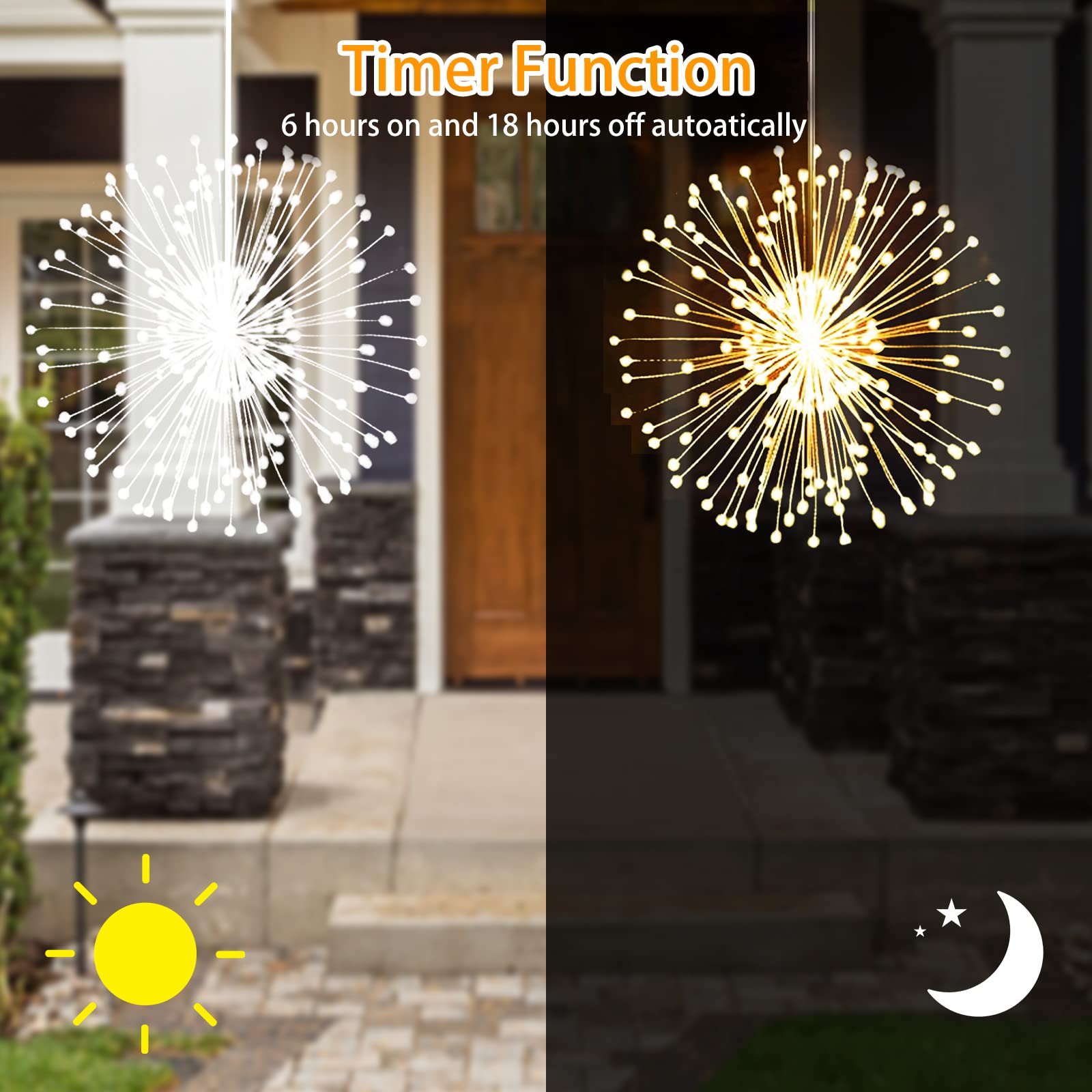 Solar LED 4 Pack Firework Suspension Light