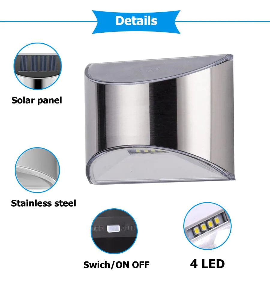 Stainless Steel Outdoor Solar Fence Wall Light