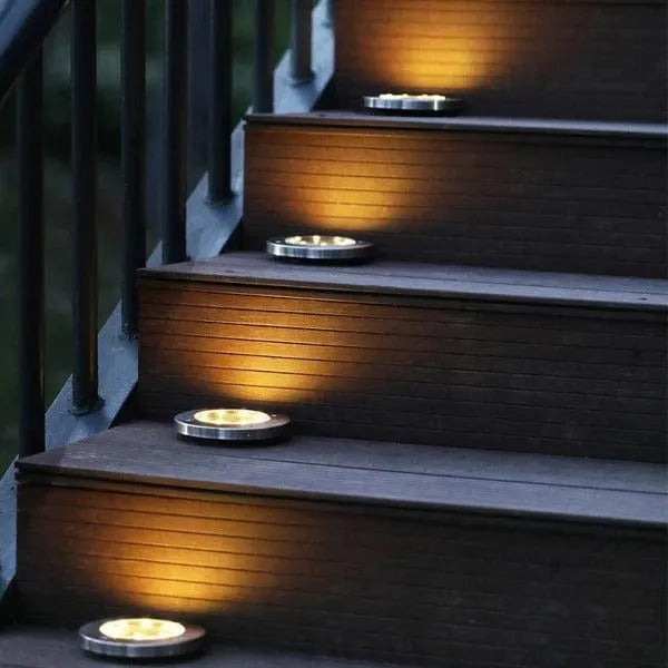 12 Pack Outdoor Stainless Steel Solar Lights - Solar Landscape Lighting
