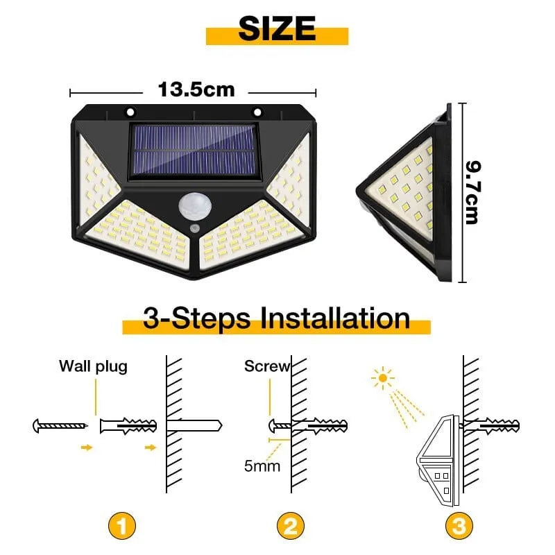 Solar Powered Waterproof LED Motion Sensor Lights