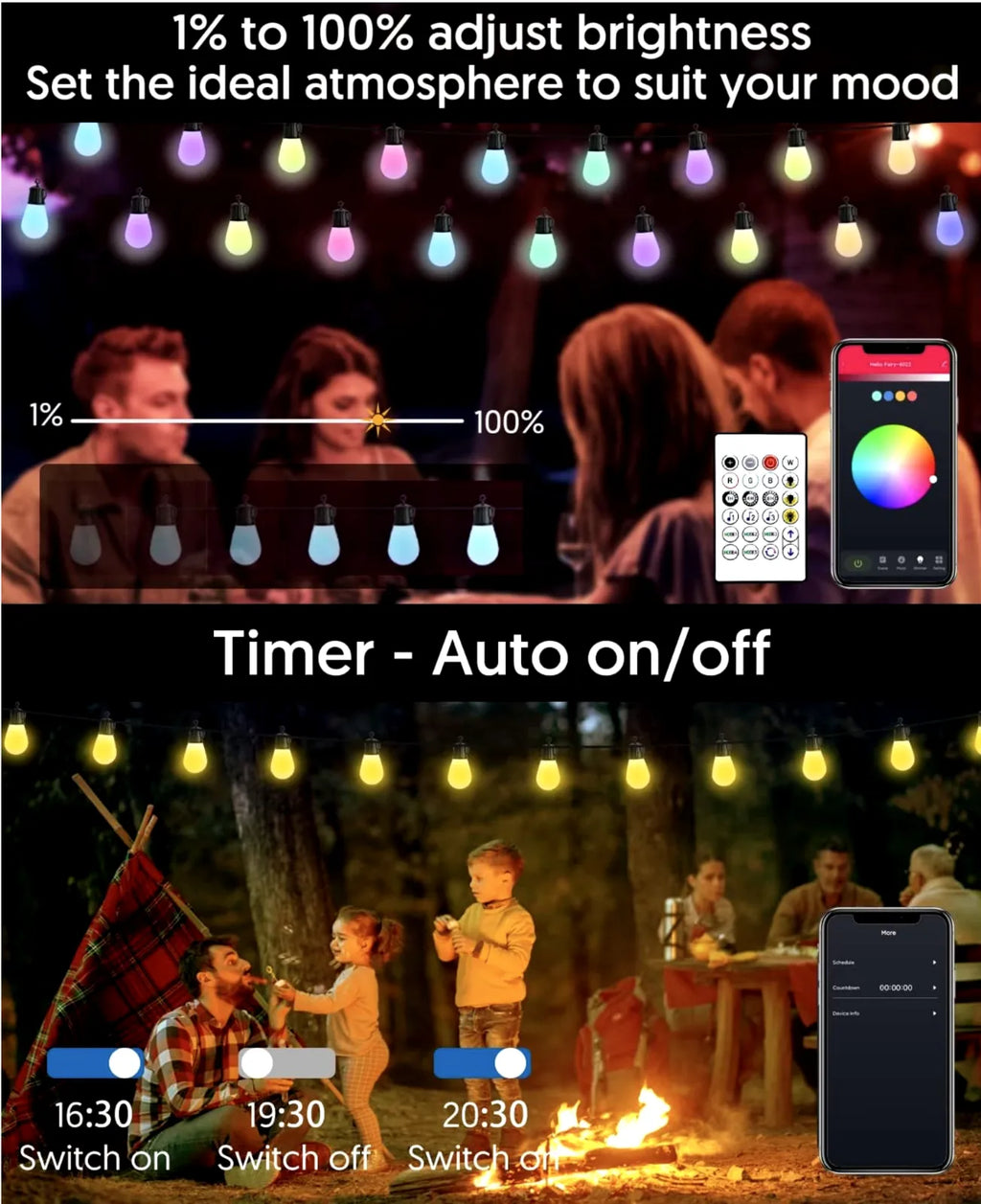 ‎5W RGB Weatherproof LED Solar String Lights