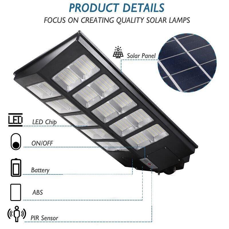 2000W LED Super Bright Outdoor Remote Control Solar Street Light