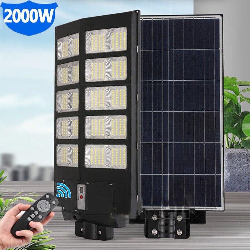 2000W LED Super Bright Outdoor Remote Control Solar Street Light