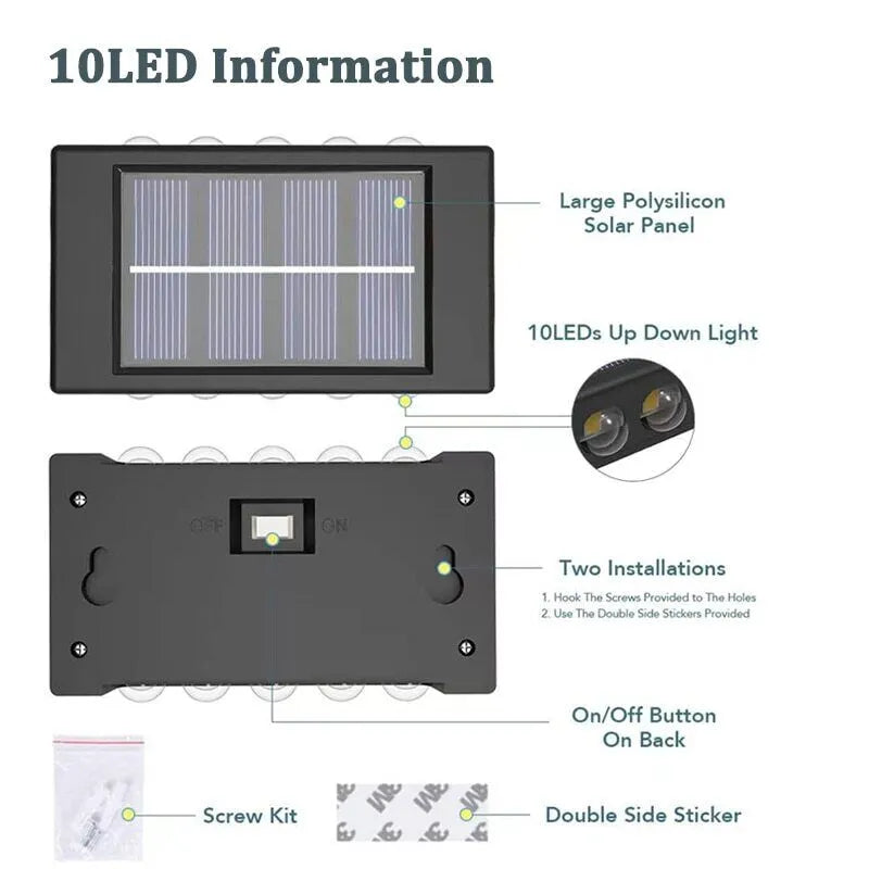 Outdoor LED Solar Wall Fence Light