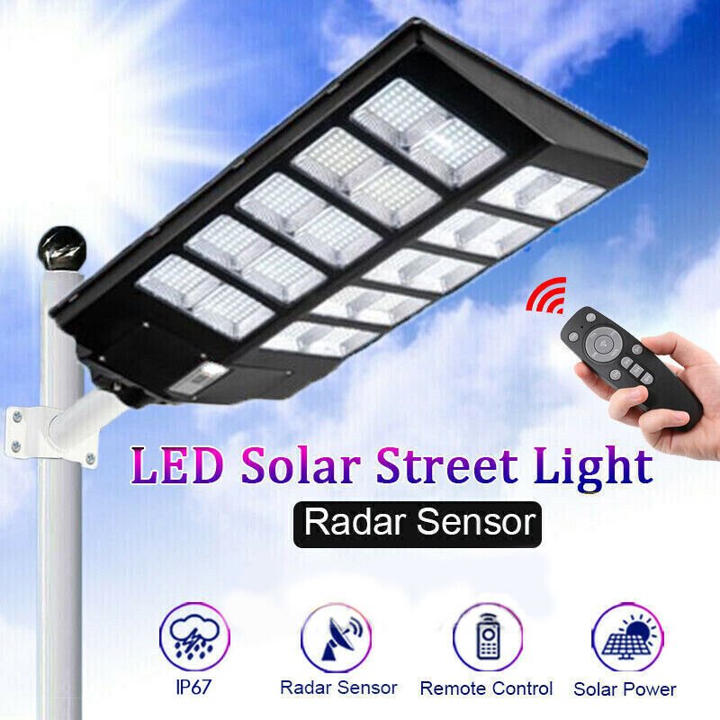 2000W LED Super Bright Outdoor Remote Control Solar Street Light